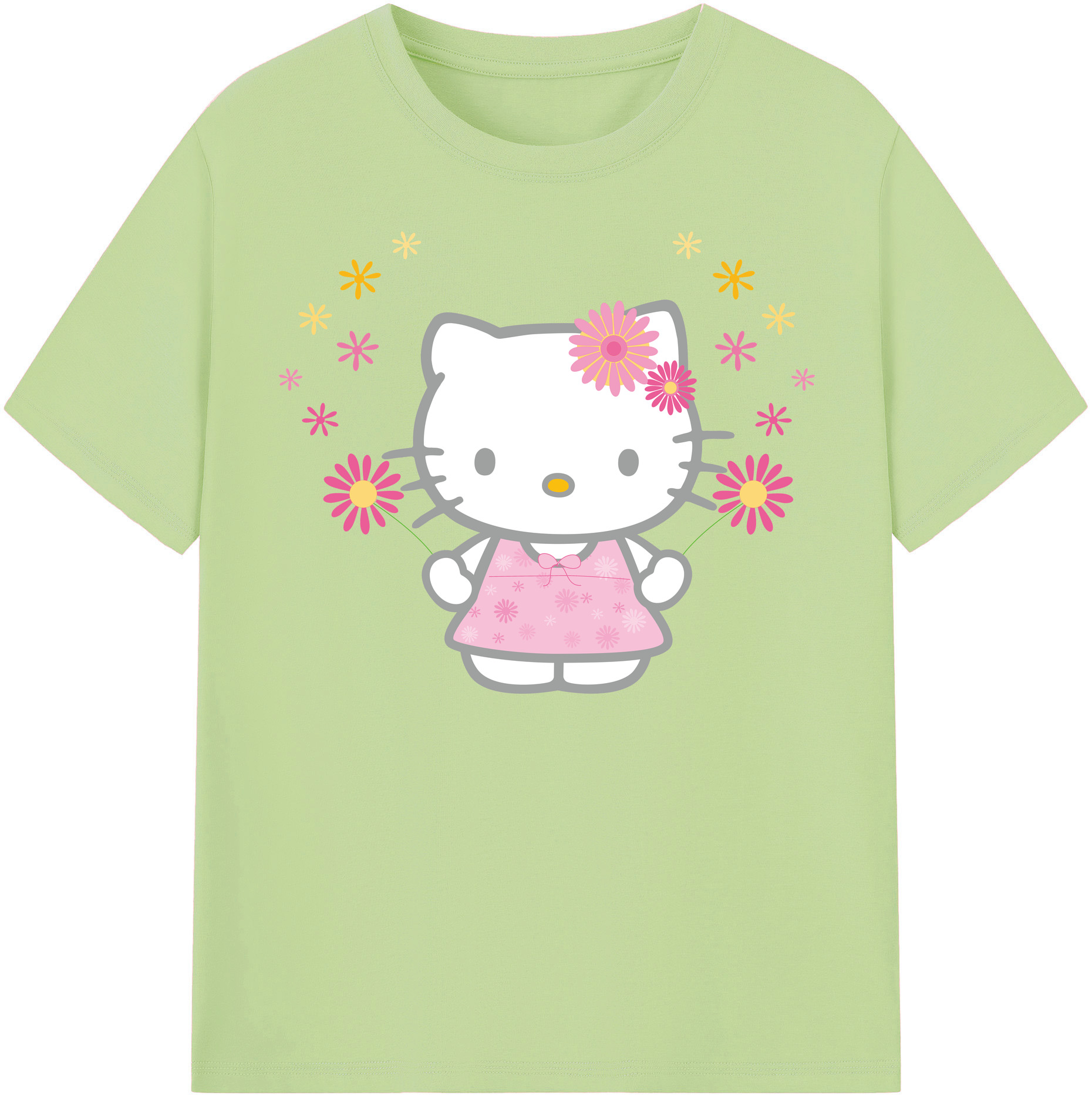 （画像用） Hello Kitty ハローキティ 綿100％半袖Tシャツ（フロントプリント）